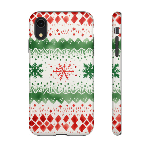 Watercolor Christmas Knitting - Impact Resistant Phone Case iPhone XR Glossy